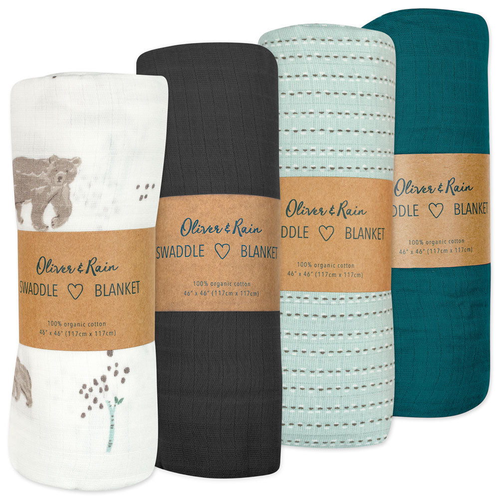 Watercolor Bear 4-Pack Swaddle