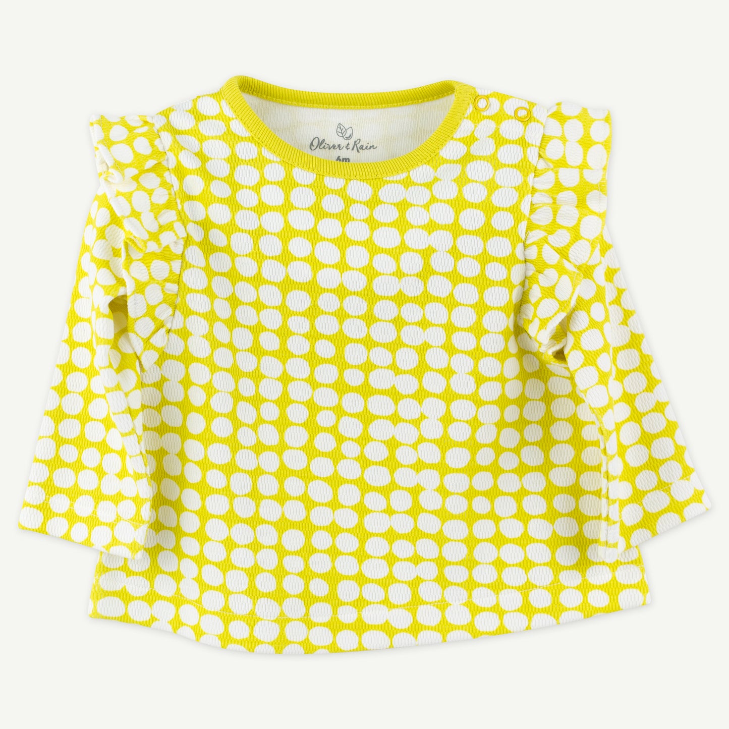 Yellow Circle Print Flutter Top