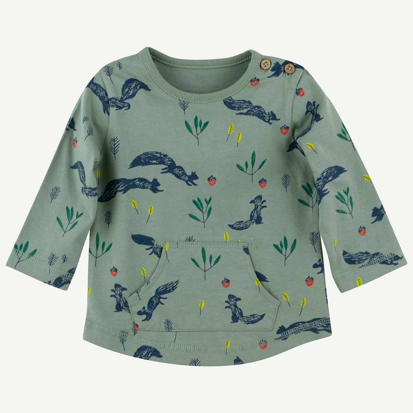 Olive Squirrel Print Tee