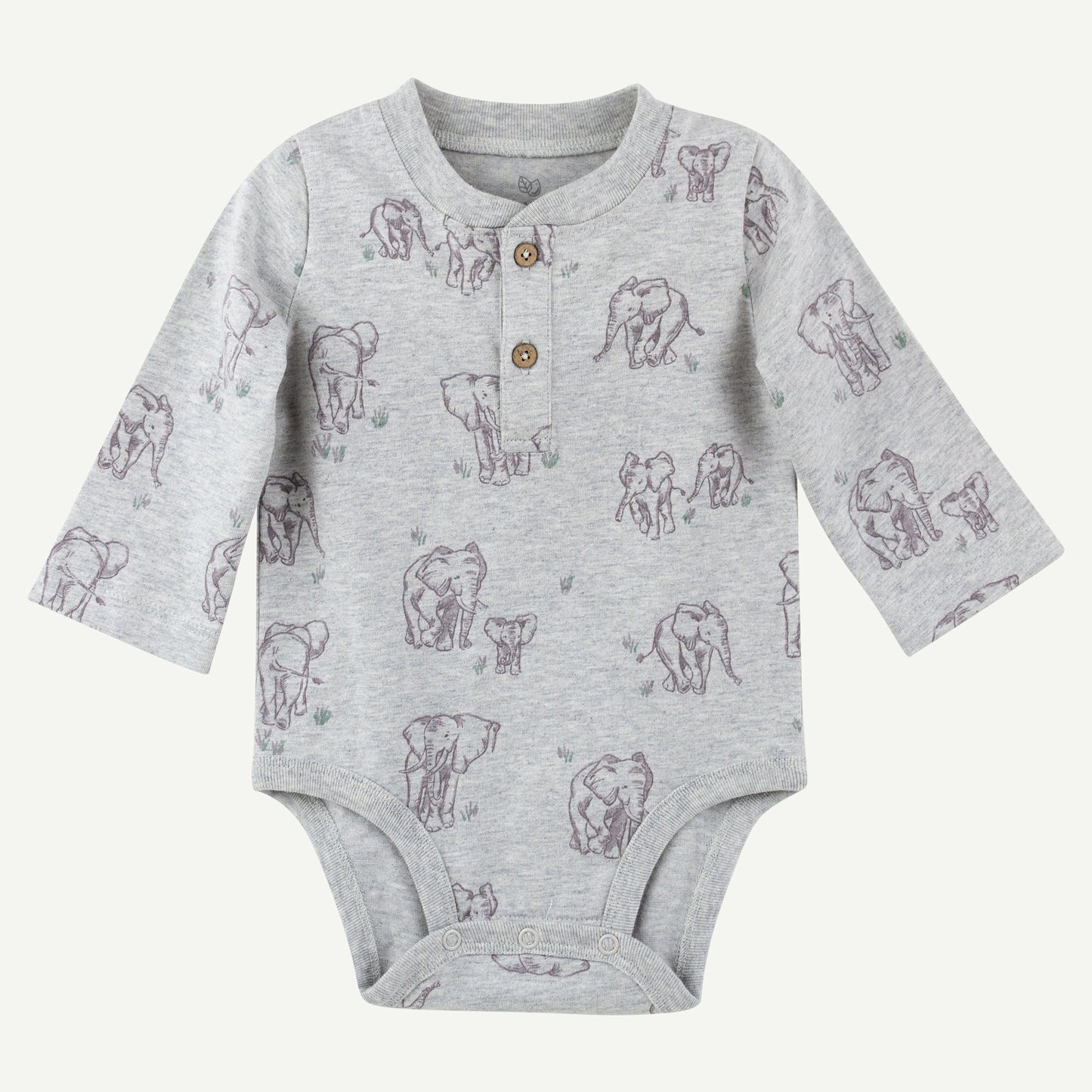 Elephant Print Henley Bodysuit