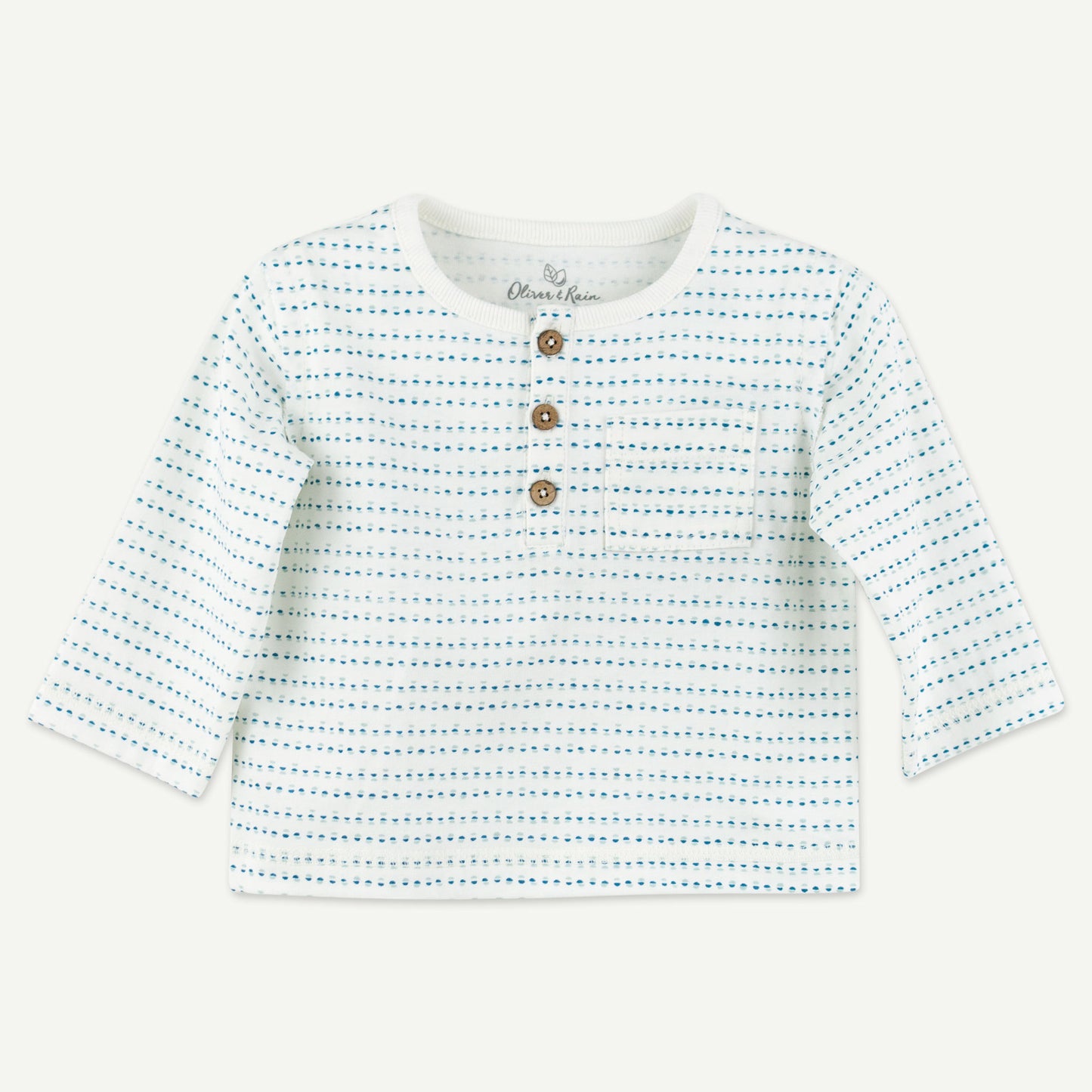 Blue Geo Stripe Henley Tee