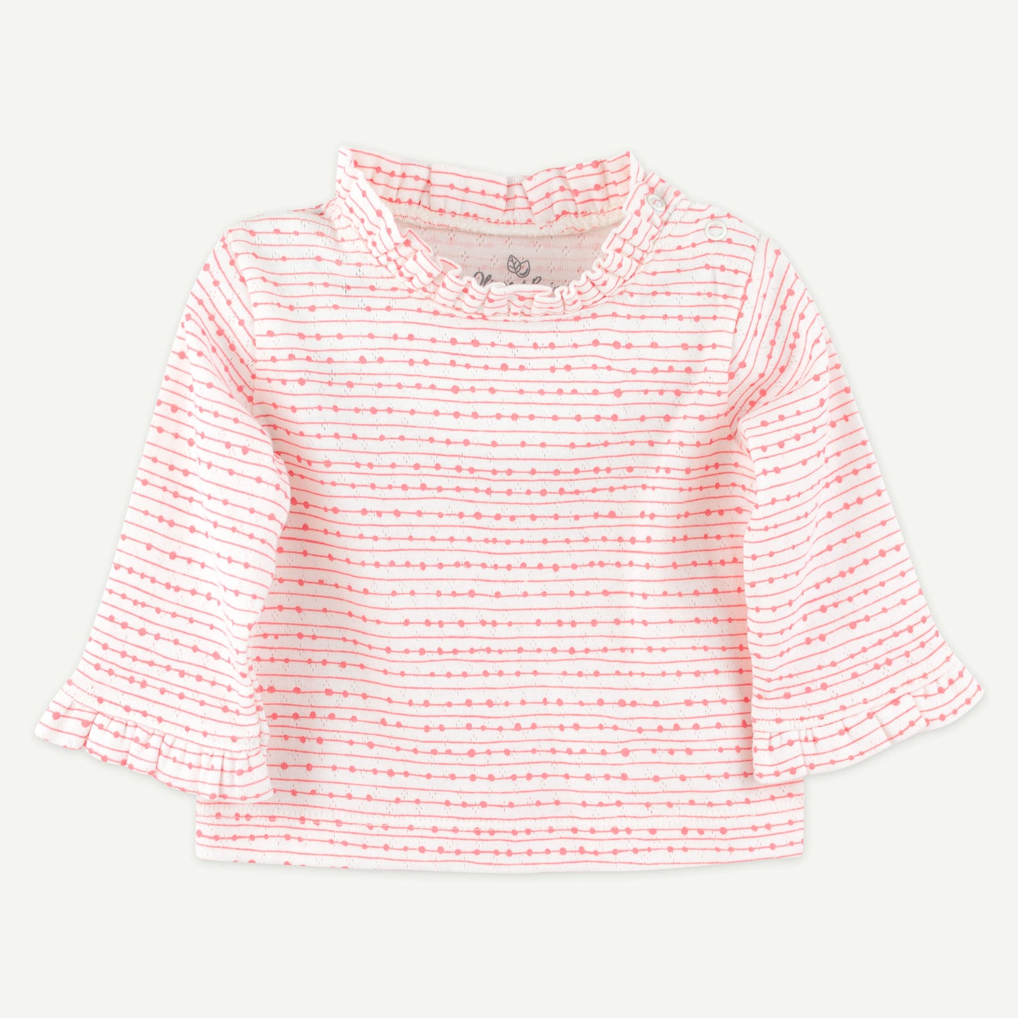 Pink Geo Pointelle Ruffle Tee
