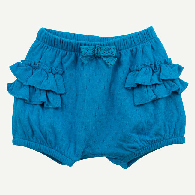 Blue Pointelle Ruffle Short