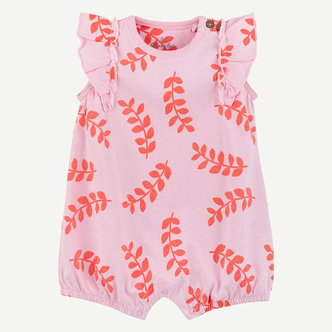 Summer Pink Fern Print Romper