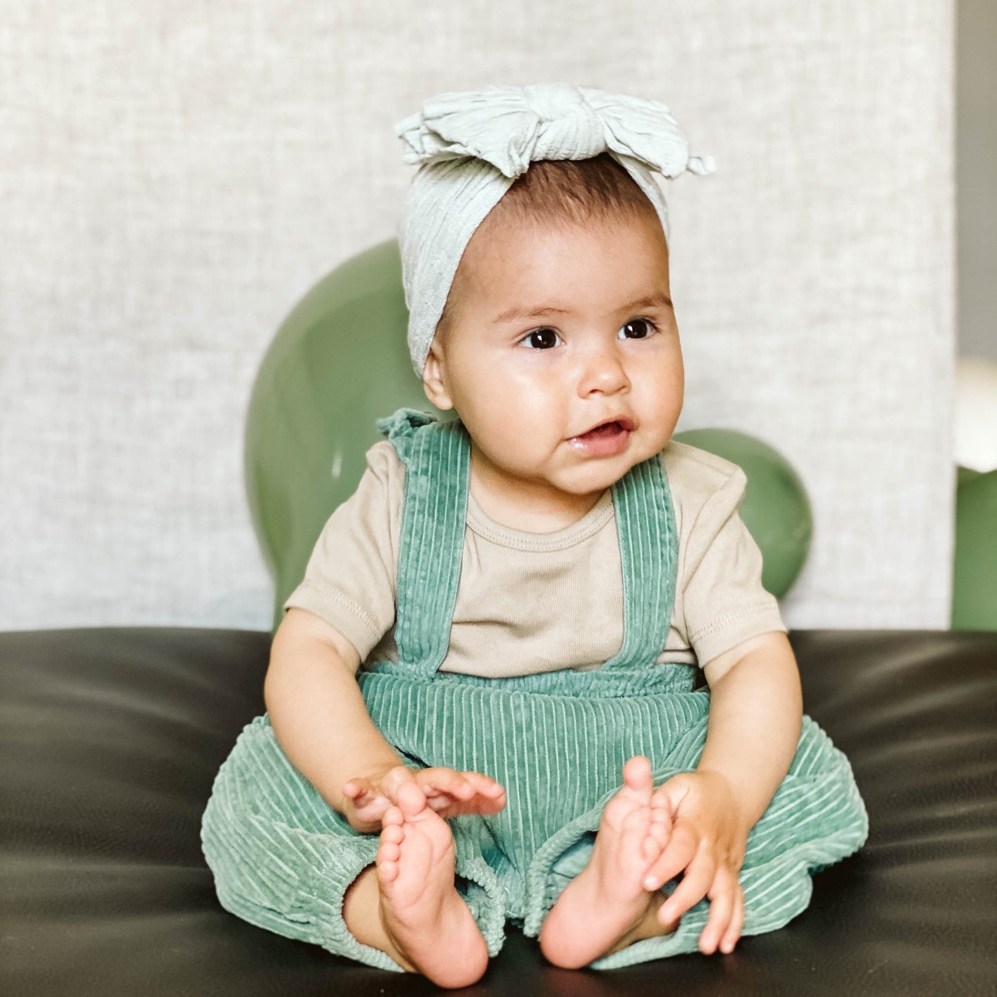 Light Pine Green Corduroy Overalls