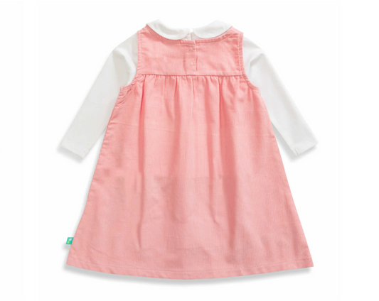 Juscubs - BABY GIRLS PINK EMBROIDERY PINAFORE