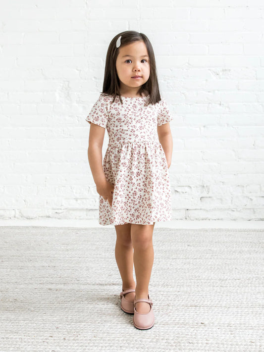 Colored Organics - Organic Kids Short Sleeve Stella Swing Dress - Alma Floral