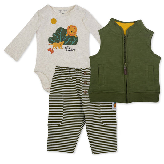 3-Piece Organic Cotton Lion Pant Set