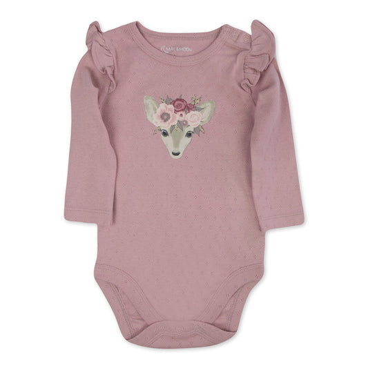 2-Pack Organic Cotton Long Sleeve Bodysuit in Deer Print