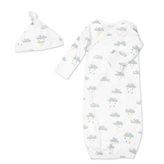 2-Piece Organic Cotton Cap & Gown Set in Cloud Print