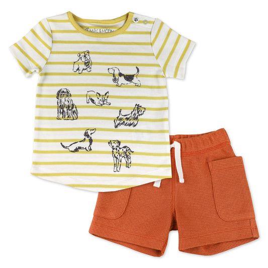 Organic Cotton 2-Piece Short Set in Furry Friends Print