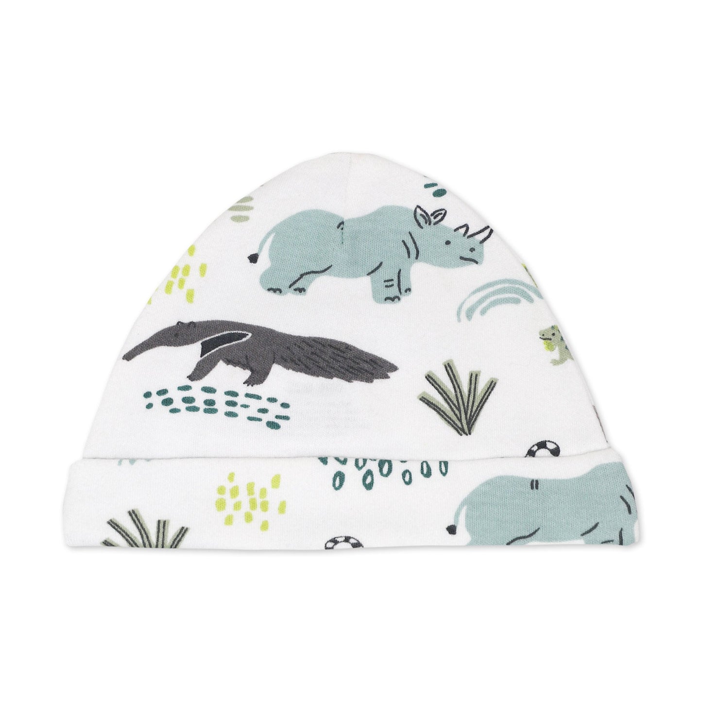 Organic Cotton Cap & Gown Set in Rhino Buddies Print