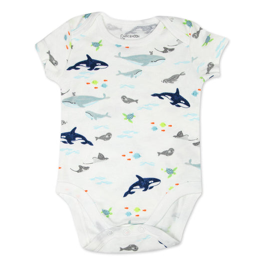 Organic Cotton 2-Piece Shortall Set in Sweet Sea Life Print