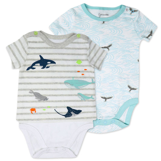 Organic Cotton 2-Pack Bodysuit in Sweet Sea Life Print