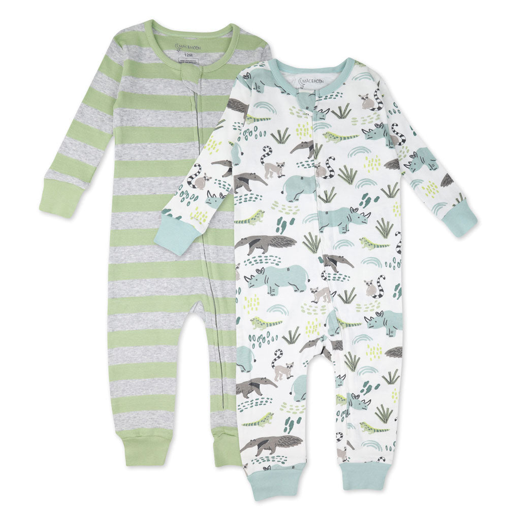 Organic Cotton 2-Pack Pajamas in Rhino Buddies Print