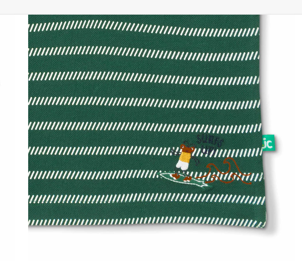 Juscubs - BABY BOYS GREEN STRIPED POLO T SHIRT