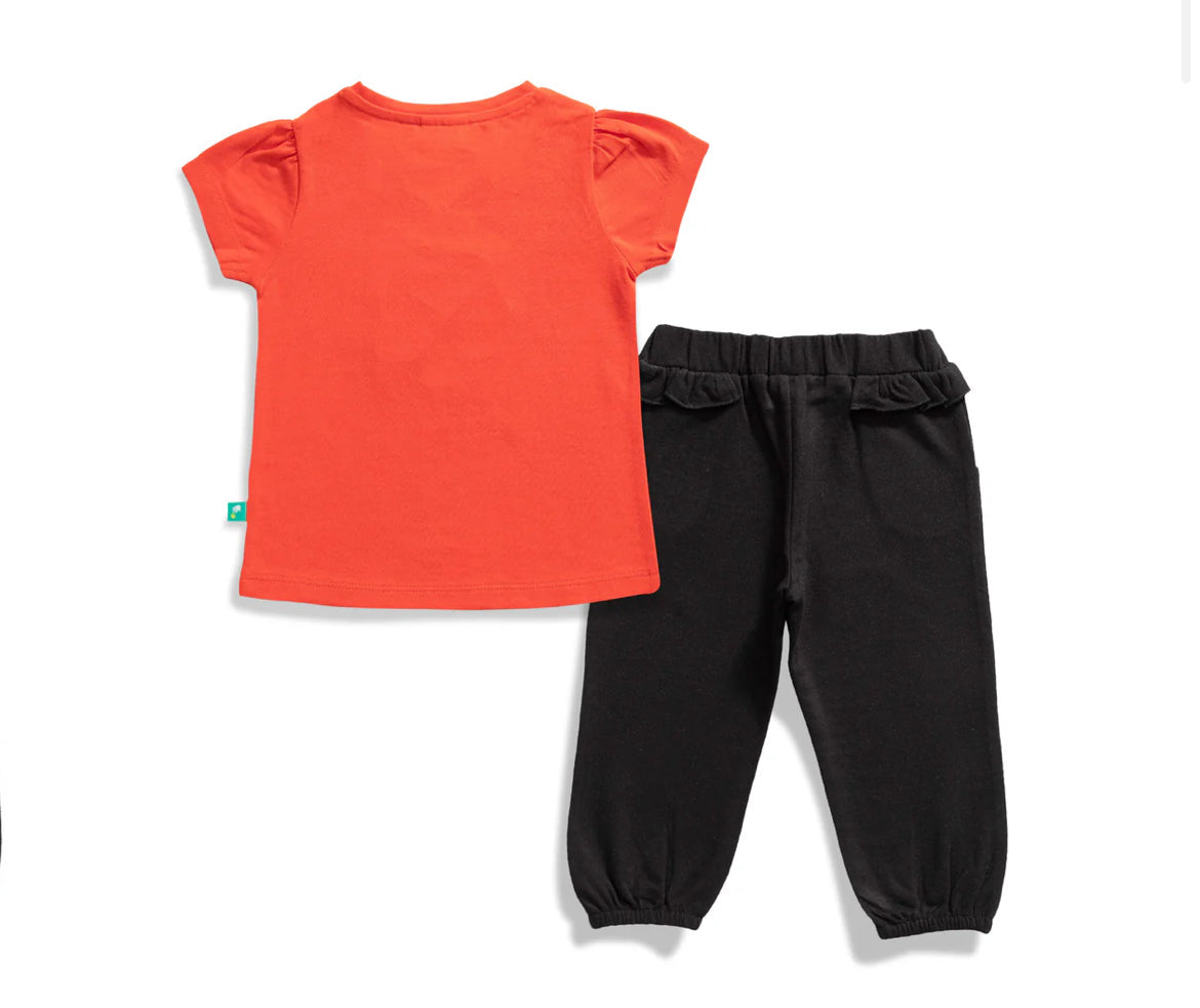 Juscubs - BABY GIRLS GRAPHIC PRINTED T SHIRT & SOLID PANT SET