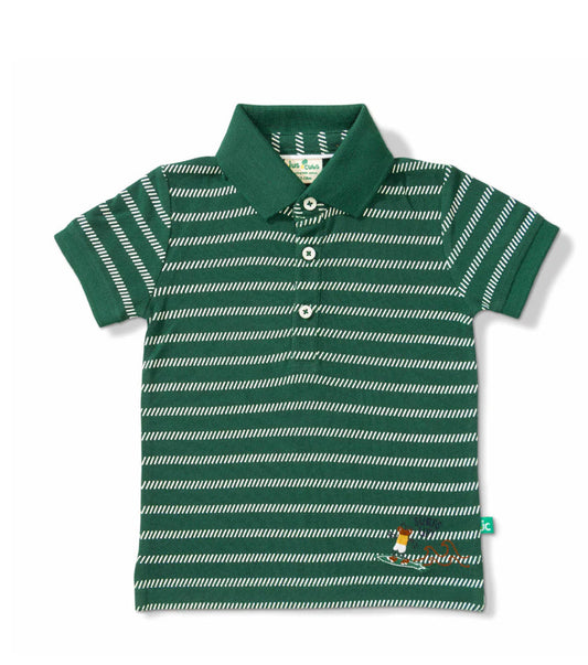 Juscubs - BABY BOYS GREEN STRIPED POLO T SHIRT