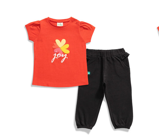 Juscubs - BABY GIRLS GRAPHIC PRINTED T SHIRT & SOLID PANT SET