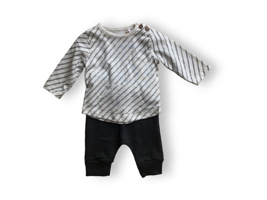 Diagonal Stripe 2-Piece Pant Set