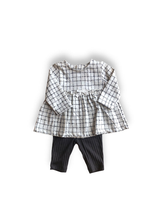 Neutral Check Tunic and Legging Set