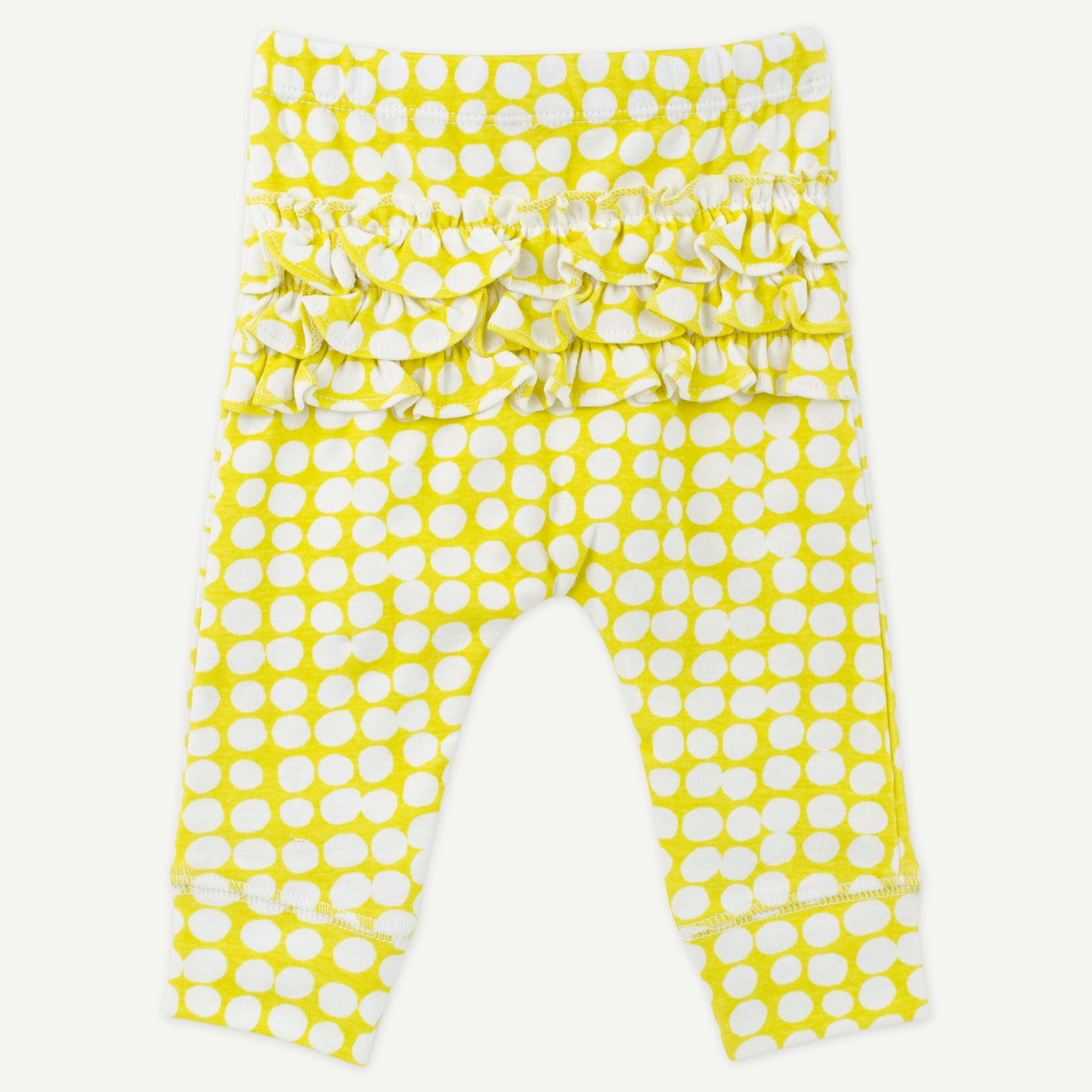 Yellow Circle Print Ruffle Legging