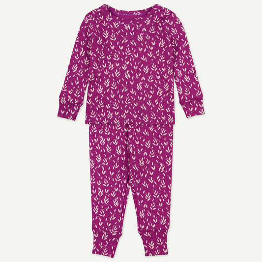 2-Piece Pajama in Purple Leaf Print