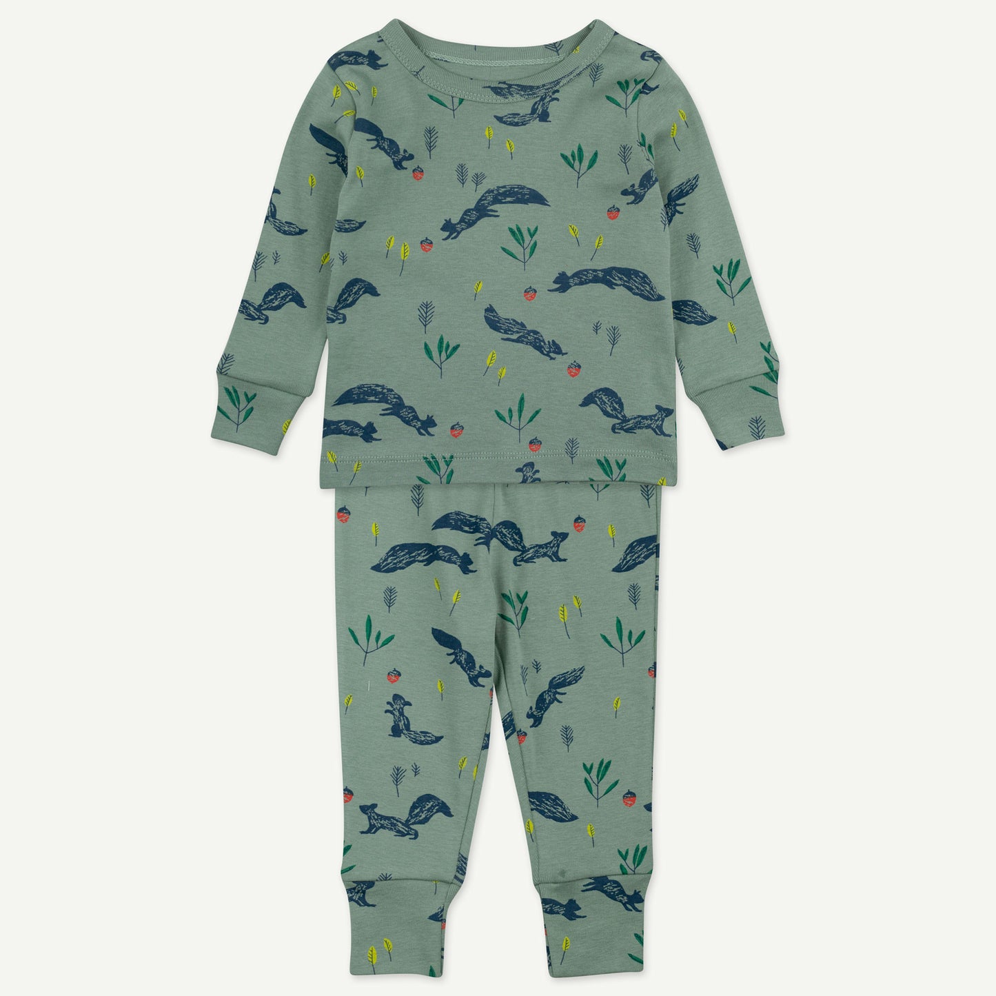 Baby Boys Organic 2-Piece Pajama in Squirrel Print
