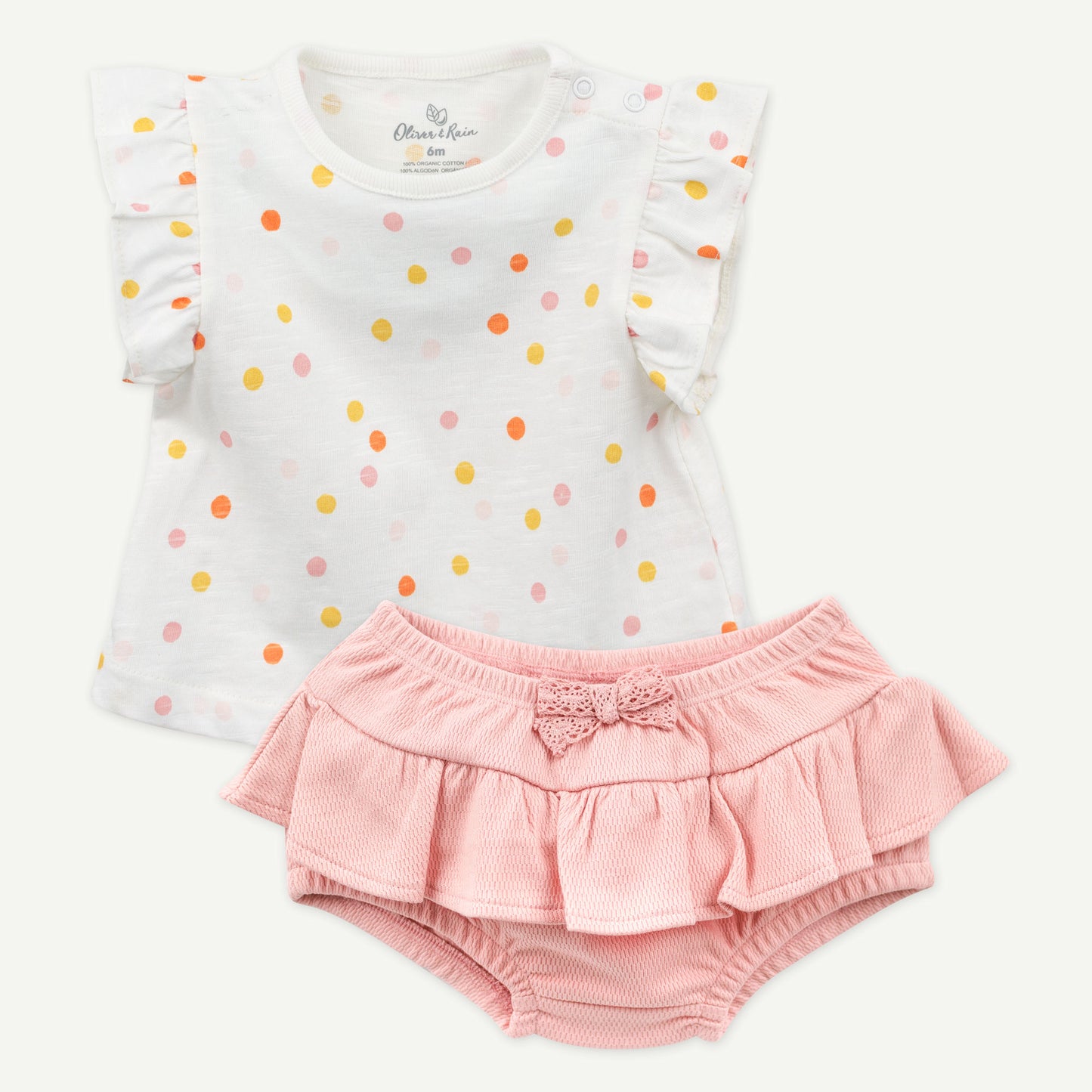 2-Piece Outfit in Pink Polka Dot Print