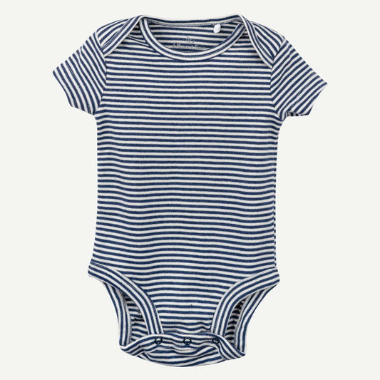 Navy Heather Stripe Short Sleeve Bodysuit