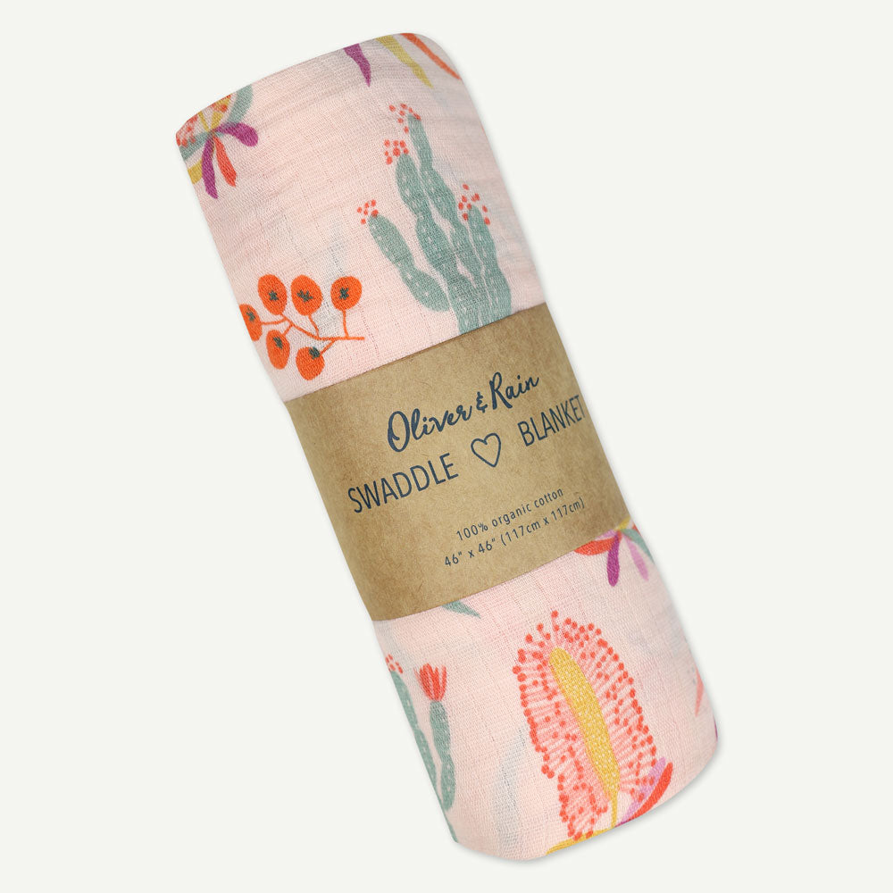 Cactus & Peppers Floral Printed Swaddle