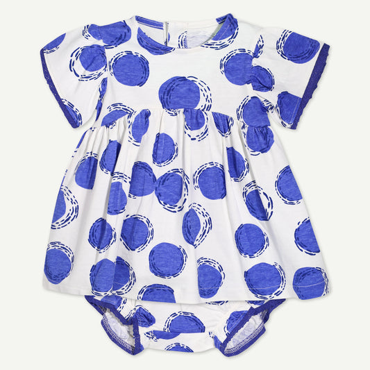 Blue Bubble Print Dress Set