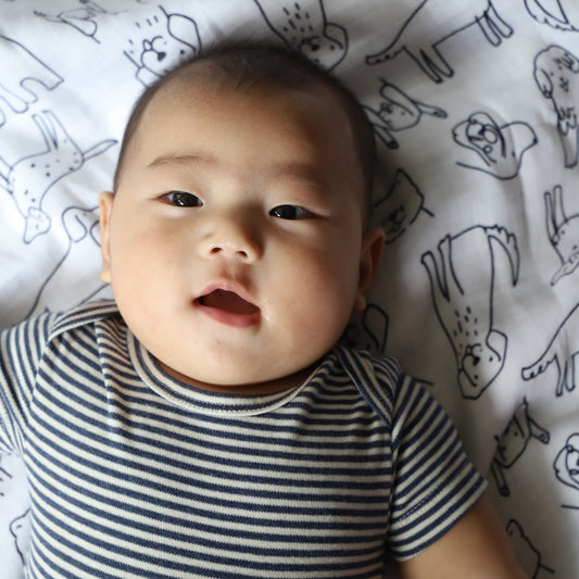 Navy Heather Stripe Short Sleeve Bodysuit