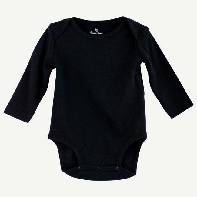 Baby Boys Organic Black Long Sleeve Bodysuit | Oliver & Rain